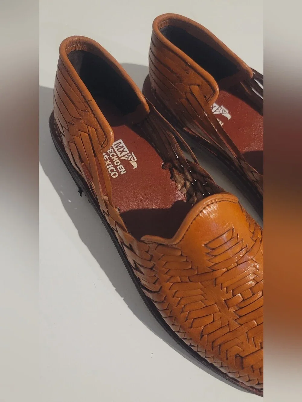 Mens Huaraches Handwoven Leather Slip-On Shoes Like New